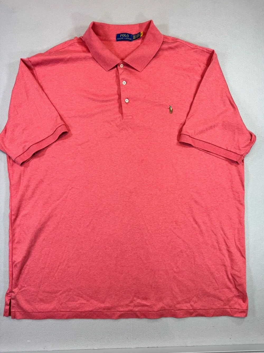 Polo by Ralph Lauren Men's Heathered Coral Polo Shirt 3XL